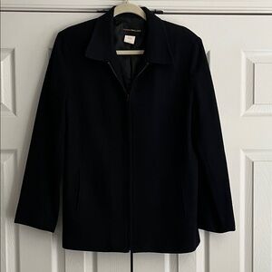 Harris Wallace Black Wool Blend Zipper Jacket Woman’s Size 10